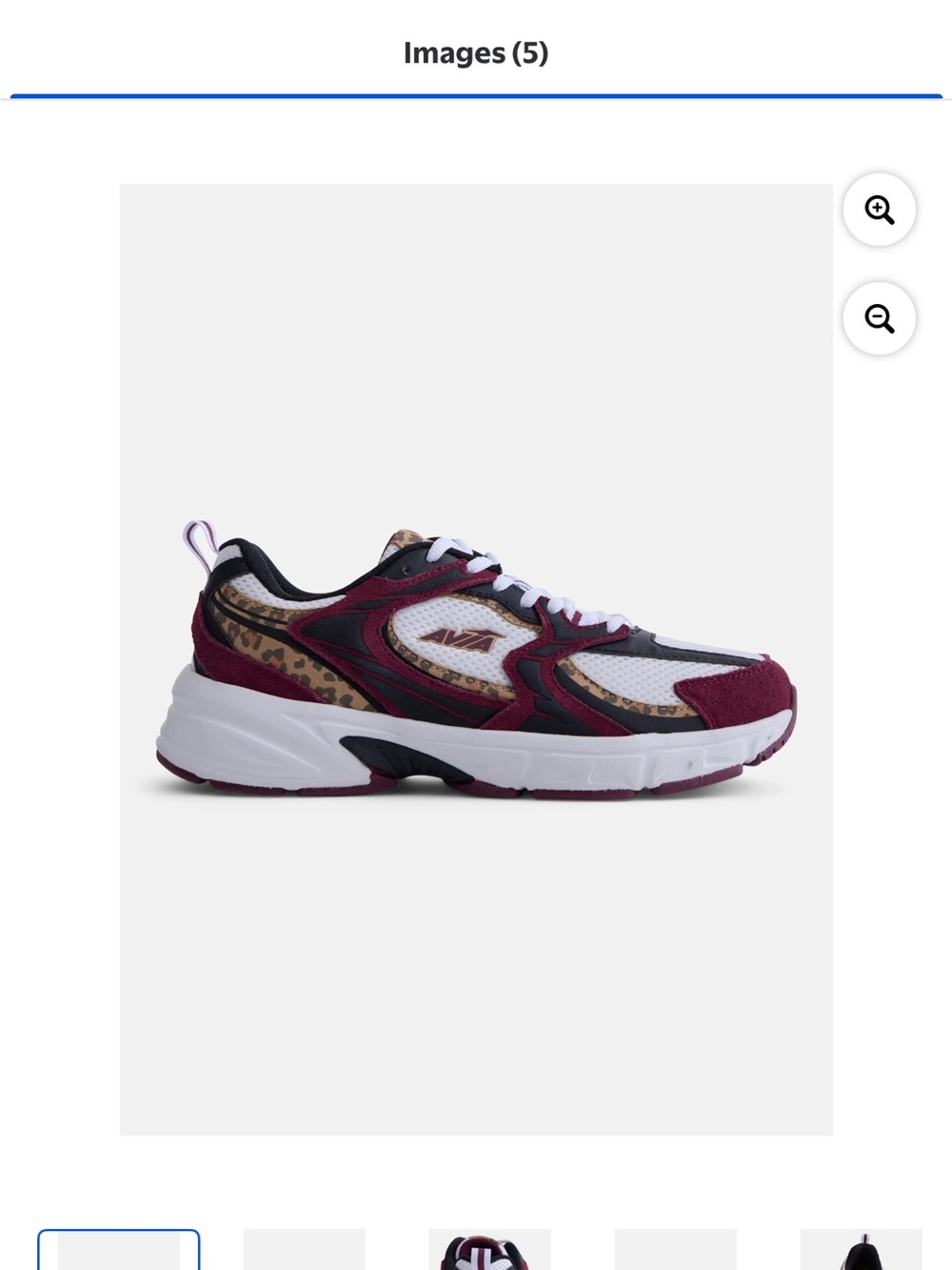 Avia Viral Women’s Burgundy Leopard Accent Running Sneaker